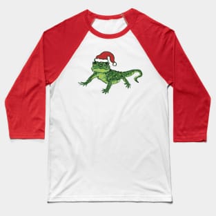 Lizard in a Christmas hat Baseball T-Shirt